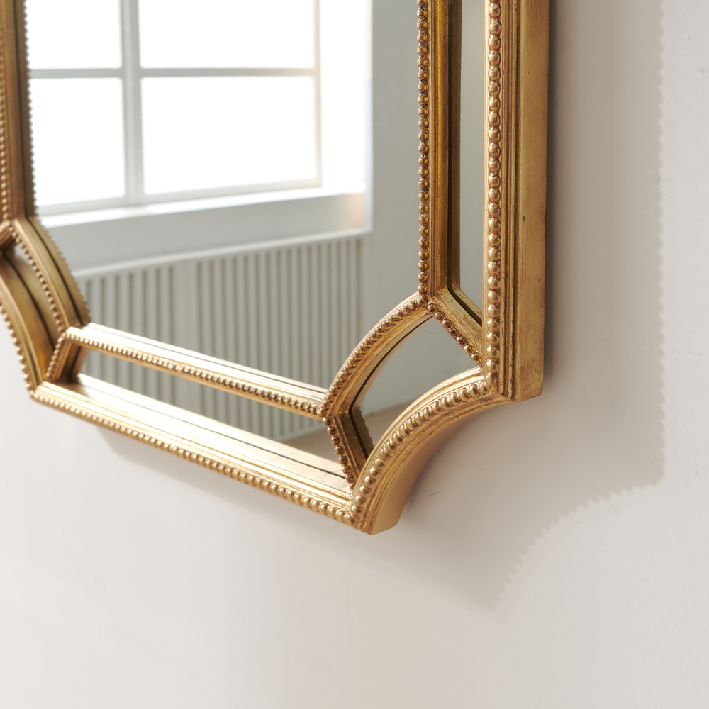 스페이스꼬모 로엔 프렌치엔틱 원목 골드 벽걸이 거울