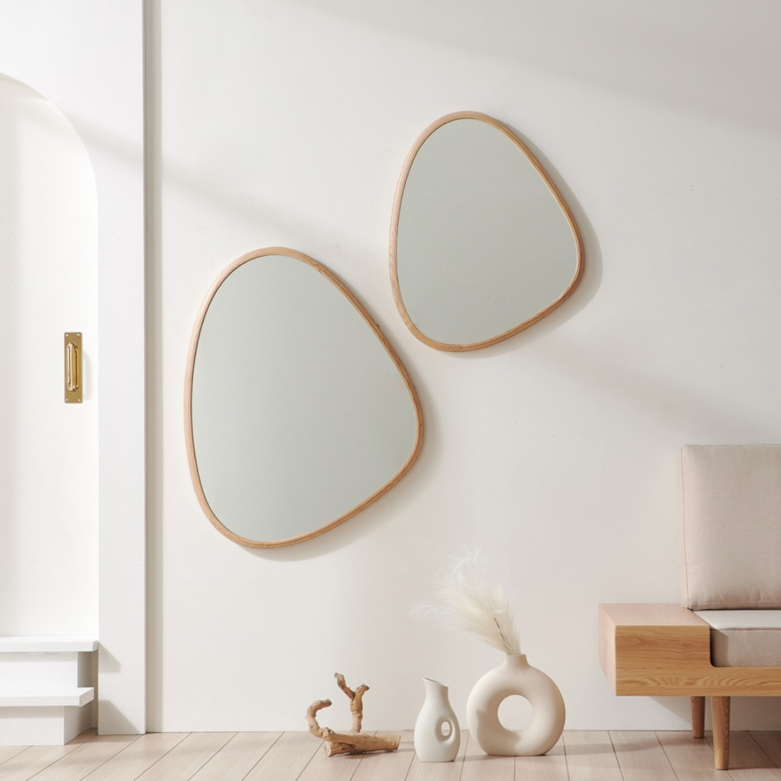스페이스꼬모 로엔 오크원목 화장대 벽걸이 거울